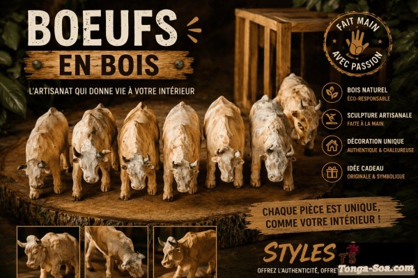 Bœuf en bois sculpté – Élégance artisanale et authenticité nature...