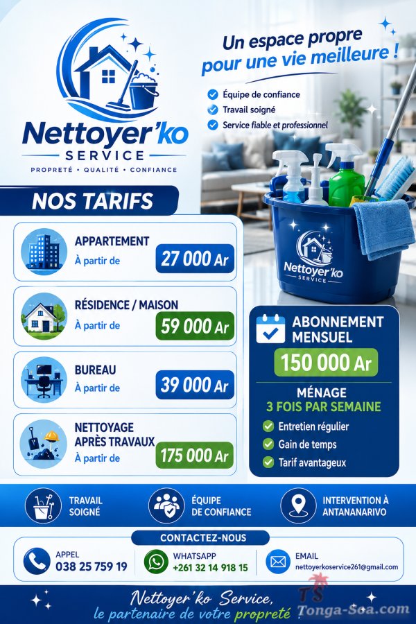 Service de nettoyage professionnels antananarivo